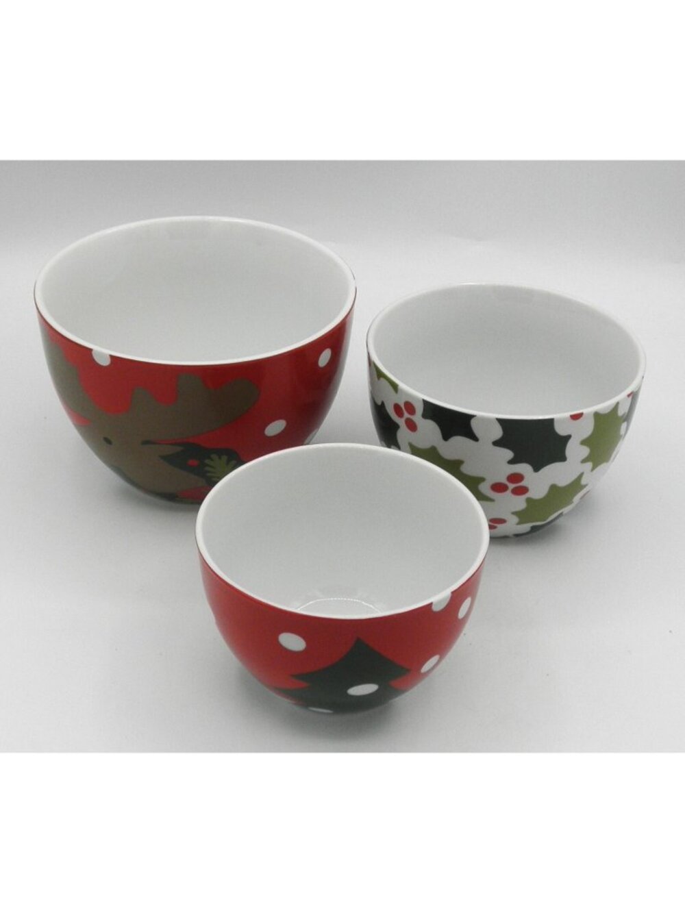 Crate & Barrel Christmas Nesting Bowls by Joan Anderson Set of 3